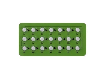 Eine Blisterpackung mit Maxim Verhütungspillen