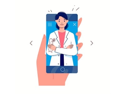 Eine Online-Ärztin auf dem Handy