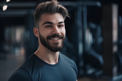  Ein junger Mann, der einen aktiven Lebensstil führt und im Fitnessstudio trainiert